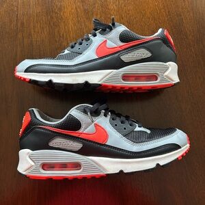 Nike Air Max 90 Sneakers - Black, Gray & Nike Red Accent